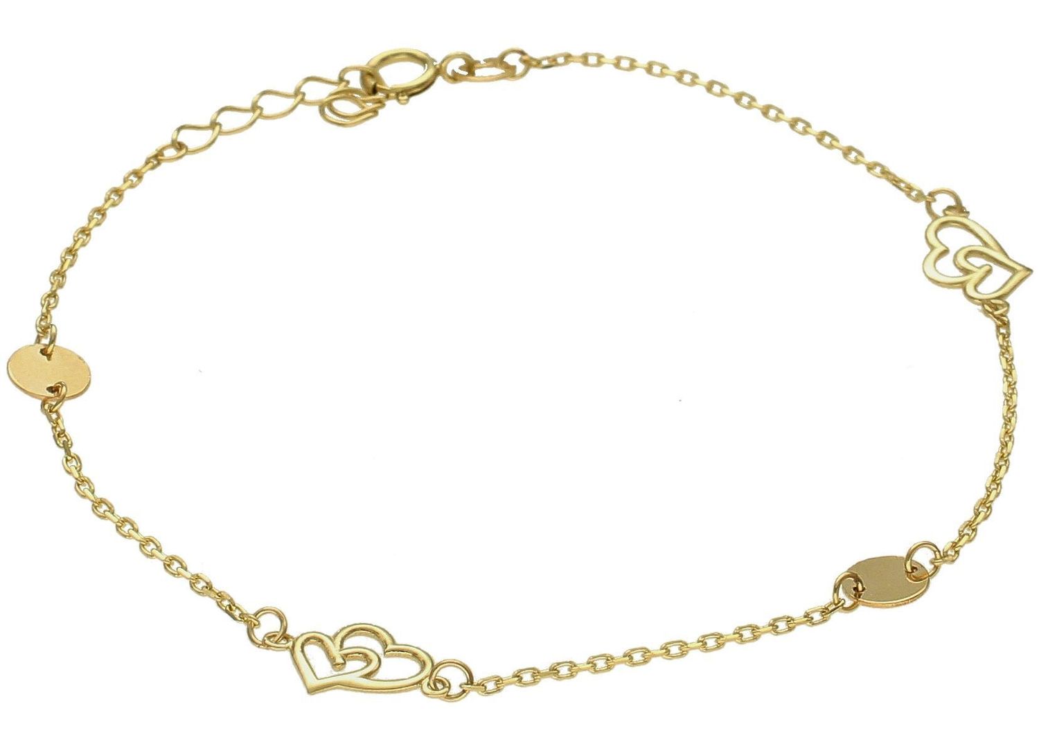 Złota bransoletka damska 375 celebrytka z serduszkami BR 7141 375. Złota bransoletka damska. Złota bransoletka próby 375. Bransoletka złota damska delikatna celebrytka. Bransoletka złota celebrytka idealna na prezent dl.jpg